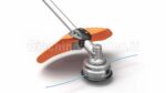 Testina decespugliatore Pellenc Tap Cut 3 con parasassi arancione e rinvio d'angolo universale per sfalcio professionale.
