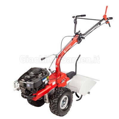 Motocoltivatore Eurosystems P70 EVO con accessorio fresa posteriore e motore Briggs & Stratton 850PXI su sfondo bianco