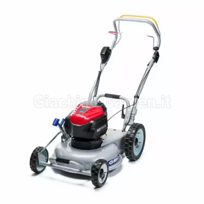 Tagliaerba a batteria 82V Grin BM46A-82V trazionato, ideale per giardini fino a 1200 mq, senza cesto di raccolta grazie al sistema Grin