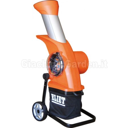 Biotrituratore elettrico Eliet Neo 2 professionale per giardino con sacco di raccolta e ruote di trasporto.