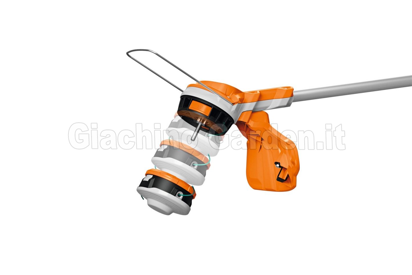 Dettaglio testina AutoCut C 6-2 per decespugliatore STIHL FSA 60 R con archetto di protezione per alberi e ostacoli