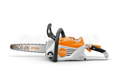 Motosega a batteria Stihl MSA 80 C-B vista laterale sinistra con dettaglio carter catena su sfondo bianco