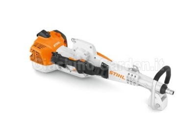 Abbattitore gancio Stihl SP 482 per la raccolta delle olive con motore a scoppio su sfondo bianco