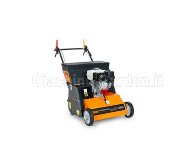 Riseminatrice e arieggiatore professionale Eliet DZC 600 con motore Honda GX270 da 9 CV su sfondo bianco.