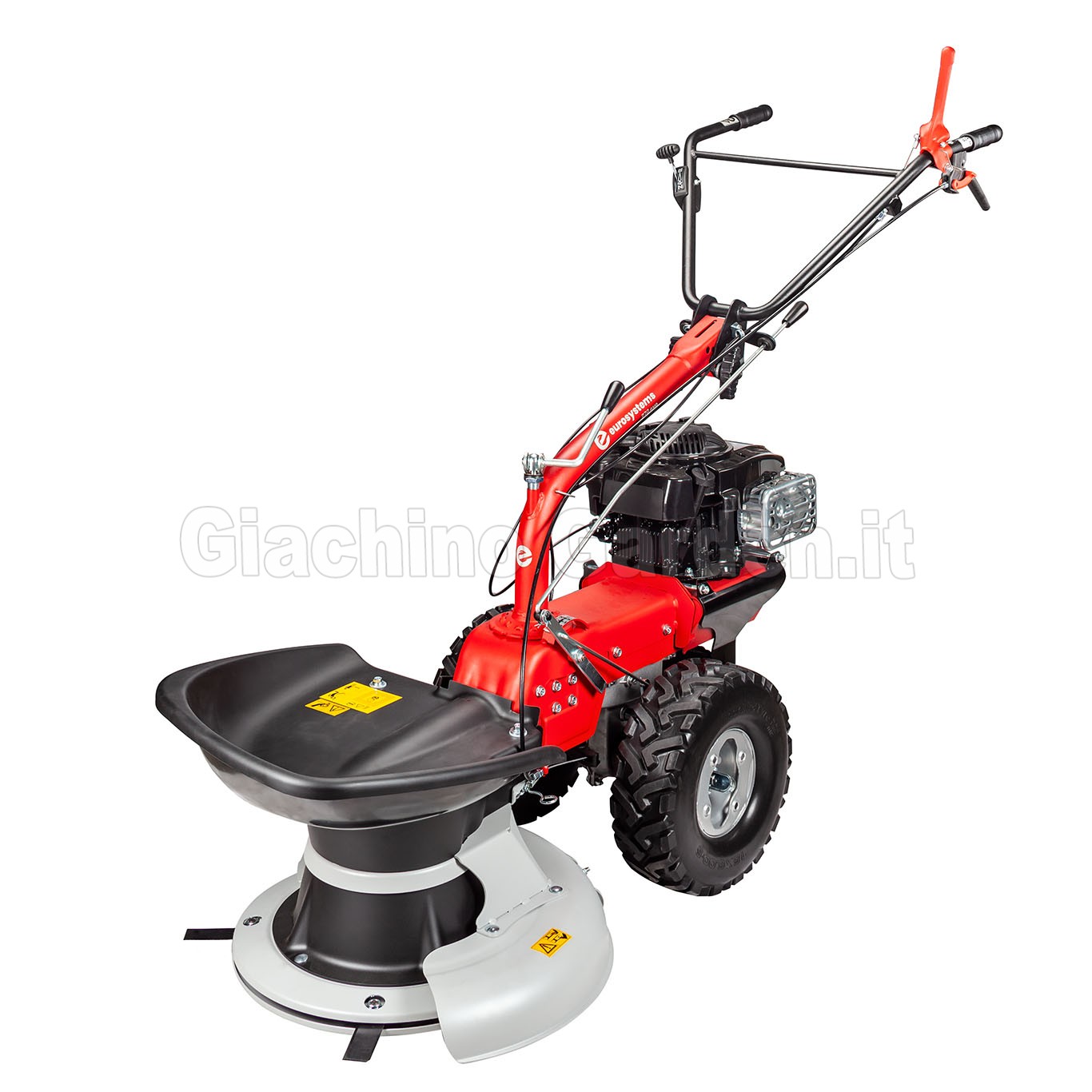 Falciatrice rotativa Eurosystems P70 EVO con piatto a due coltelli per sfalcio foraggio ed erba alta su sfondo bianco