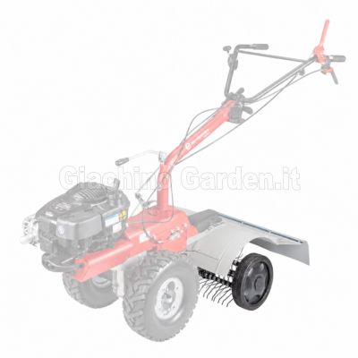 Motocoltivatore Eurosystems P70 EVO con accessorio arieggiatore a molle per prato e motore Briggs & Stratton su sfondo bianco