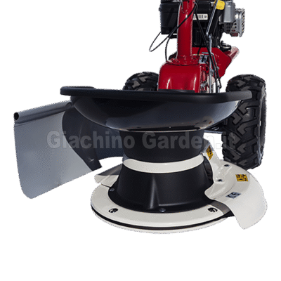 Dettaglio dell'accessorio kit ranghinatore a tamburo per Eurosystems P70 EVO con paratia laterale andanatrice e ruote tassellate