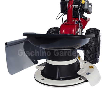 Dettaglio dell'accessorio kit ranghinatore a tamburo per Eurosystems P70 EVO con paratia laterale andanatrice e ruote tassellate