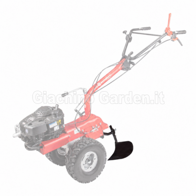 Motocoltivatore Eurosystems P70 EVO con accessorio assolcatore rincalzatore a ali fisse per orto su sfondo bianco