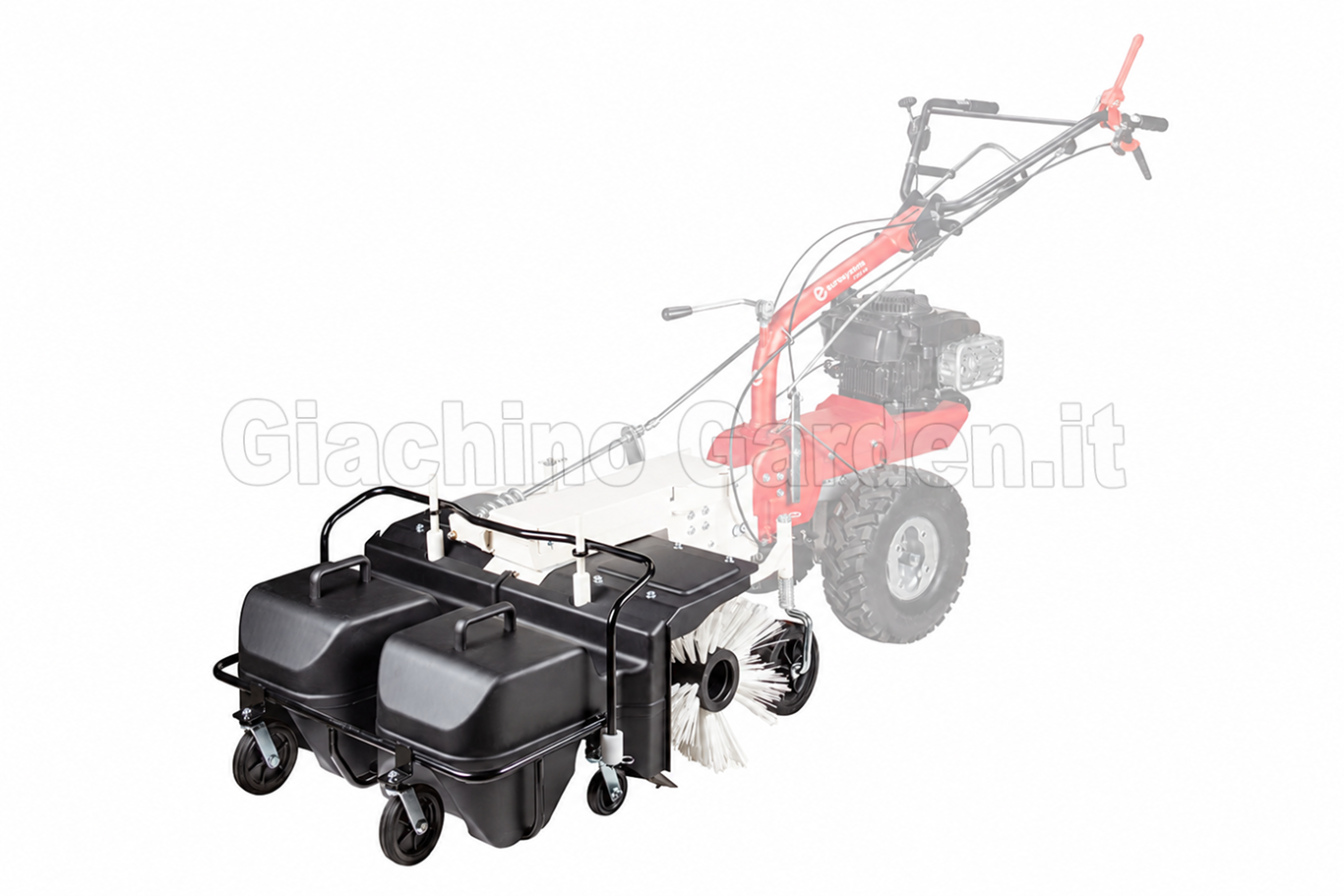 Spazzolatrice semovente Eurosystems P70 EVO con rullo spazzola frontale e doppio cesto di raccolta nero.
