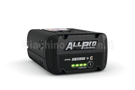 Batteria STIHL AP 300.0 PC ALLPRO 40V MAX agli ioni di litio con connettività intelligente e indicatori LED di carica verdi